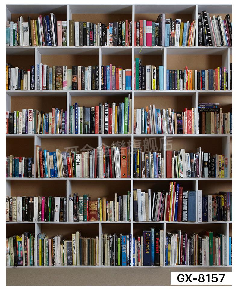 书架背景布3d高清主播背景布女男书房书架办公室视频网红带货直播背景