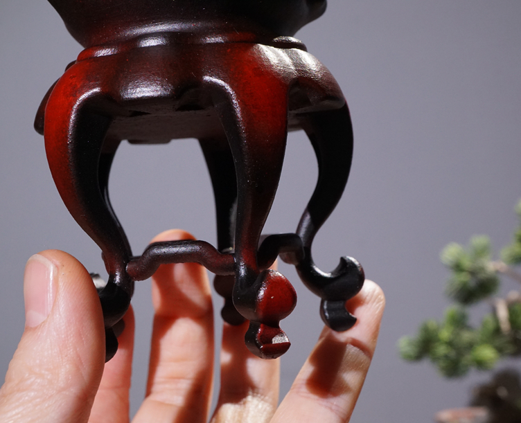 树脂高脚底座实木底座凹座风凌石太湖石苏工苏式清供奇石底座树脂老虎