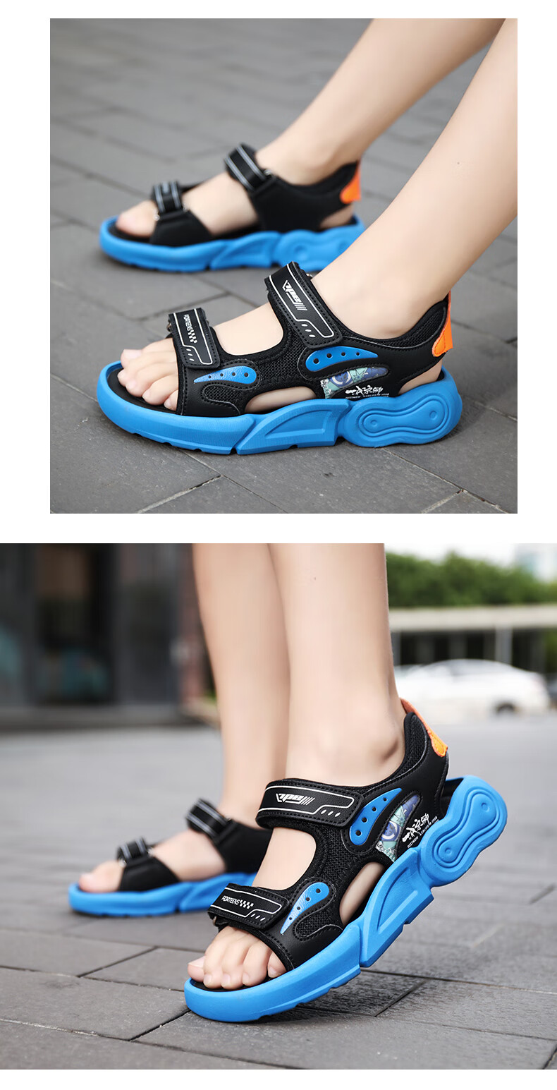 七波辉男童凉鞋2022夏季新款防滑儿童潮凉鞋男孩10岁中大童沙滩鞋0133