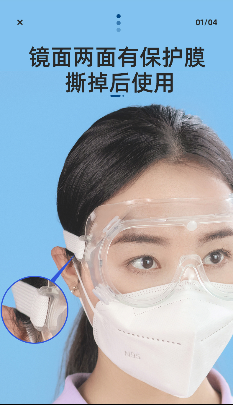 医用全封闭镜隔离眼罩防飞沫面罩可带眼罩坐飞机防感染 医用隔离眼罩