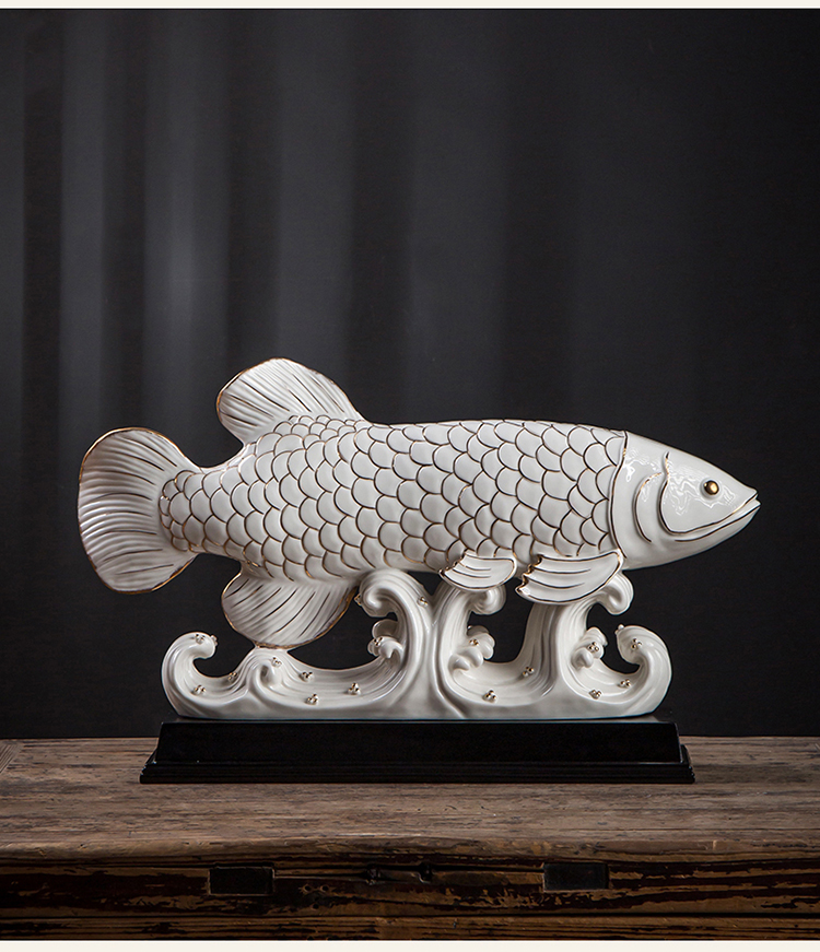 陶瓷金龙鱼摆件家居客厅酒柜装饰创意办公室店铺开业工艺礼品金龙鱼