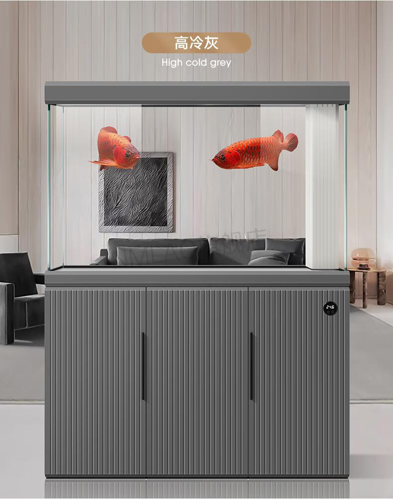 新款爱客鱼缸鱼缸客厅大中型家用办公室下过滤白玻璃智能鱼缸水族箱