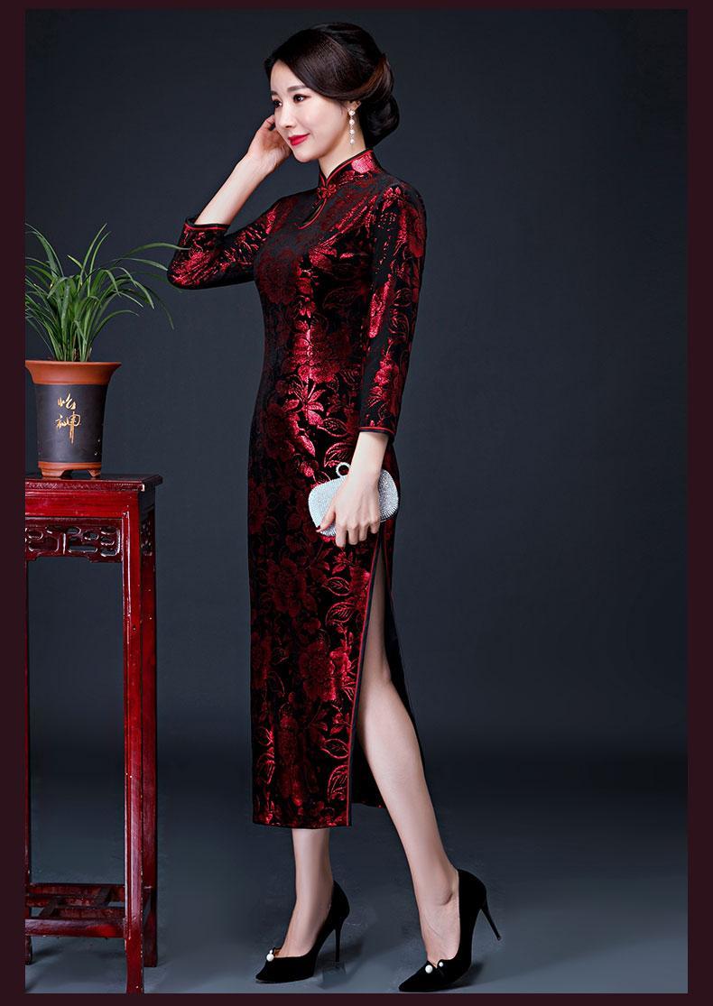 修身中老年长袖 妈妈冬装 旗袍 1260款短 4xl【图片 价格 品牌 报价】