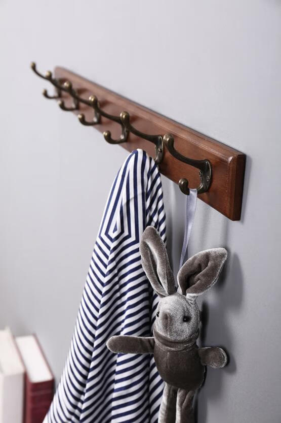 衣服挂架悬挂墙挂钩壁挂衣帽架卧室墙上门后挂衣架墙面实木钩墙壁 8钩