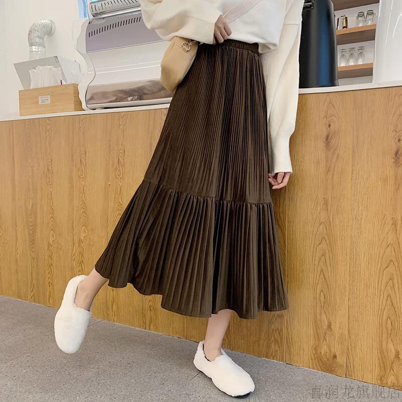 百褶下半身裙子半身长裙脚踝百折裙秋冬韩版女学生加厚高腰显瘦裙a裙