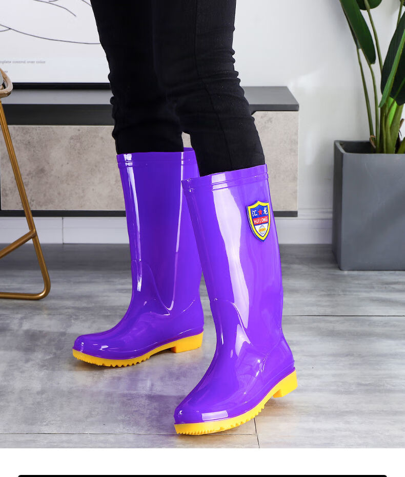 雨靴加绒保暖水鞋防滑加厚胶鞋成人防水鞋中筒水靴088蓝色高筒无绒38