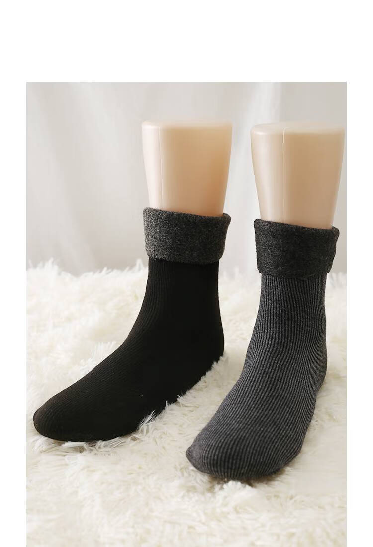 浪莎山羊绒雪地袜女秋冬加绒加厚中筒袜保暖棉袜地板袜特厚袜子睡眠袜