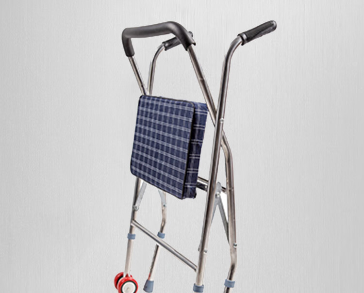 老年人带座带轮助行器助走器 不锈钢可折叠助行器代步车 助行器【图片