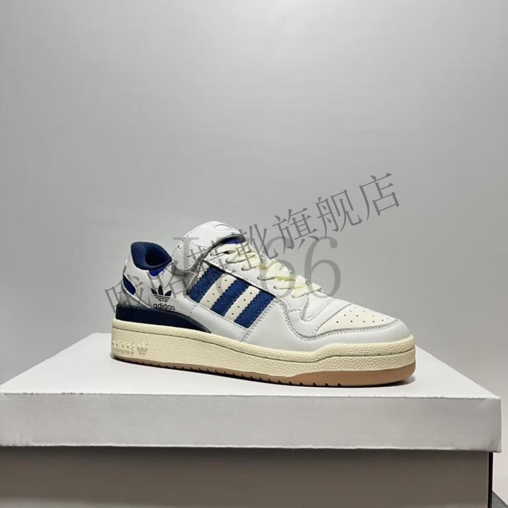 莆田定制鞋纯原秋季三叶草 forum84 low牛仔蓝男女鞋米白线头低帮运动