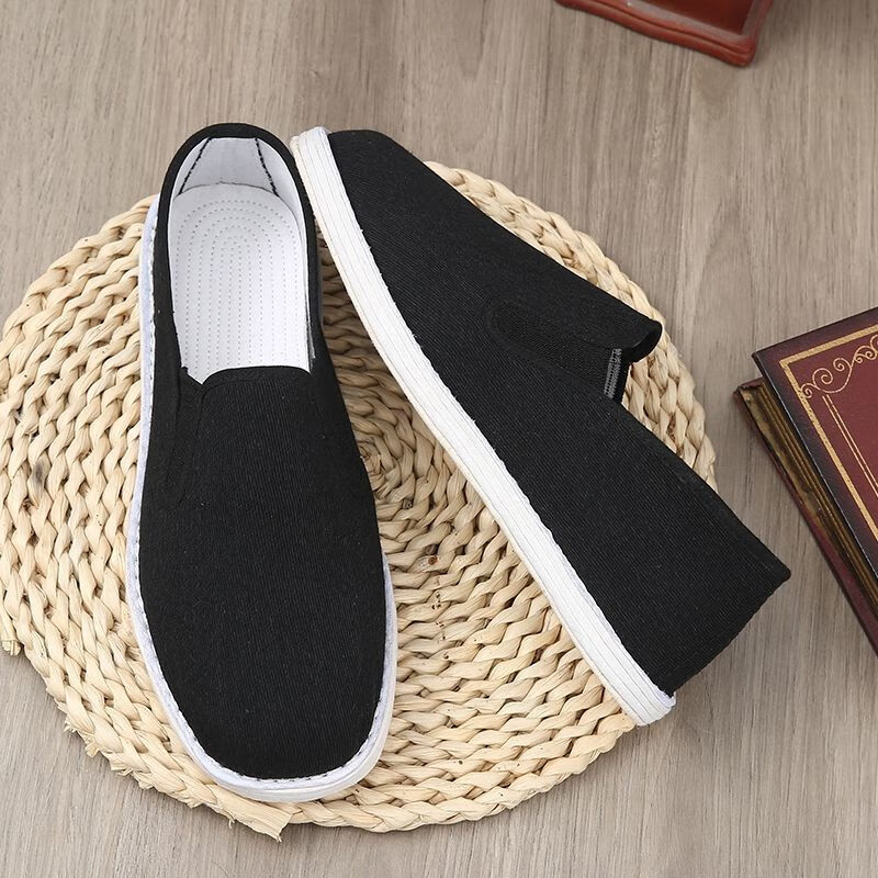 男手工纳底布鞋千层底布鞋吸汗轻便透气工作鞋黑布鞋 黑色 纯布底布鞋