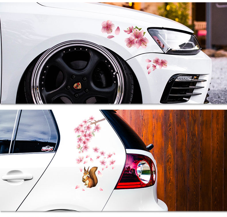 车身贴花桃花浪漫唯美保险杠遮挡划痕装饰贴汽车贴纸车贴拉花cts1030