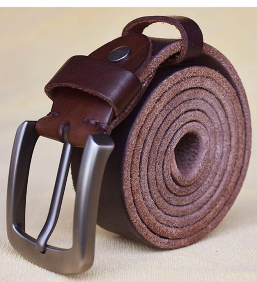 新年装男士皮带纯牛皮针扣青年头层牛皮裤带休闲复古手工腰带男牛皮哈