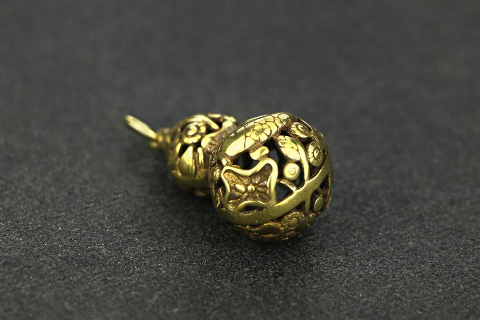 荷花鱼黄铜葫芦小挂件铜钥匙扣挂件汽车吊件直供家居摆件装饰品做旧