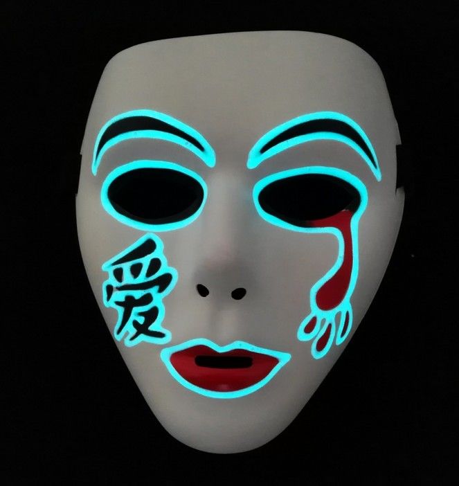 现货直发创手绘夜光面具荧光发光面具鬼步舞面具街舞面具万圣节面具