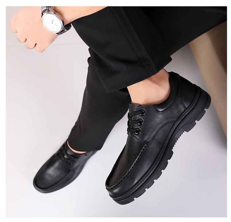 男士平头休闲宽头皮鞋大码头层牛皮加肥加宽男鞋大头鞋宽脚肥胖鞋子
