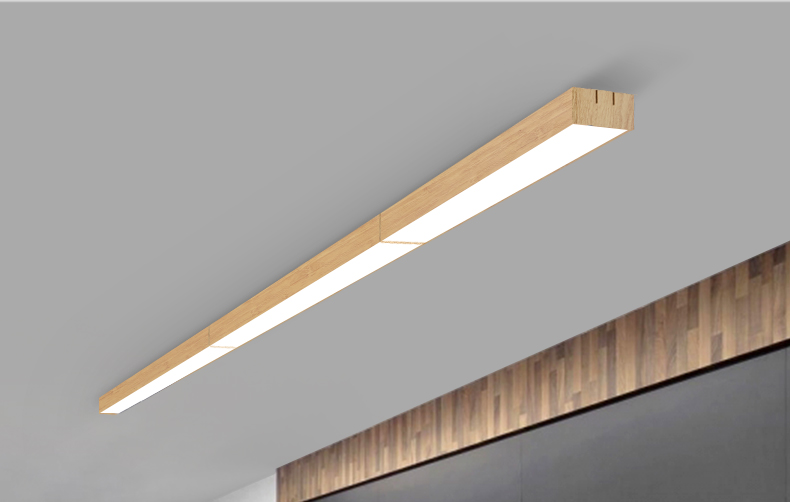 室工作室长条吊灯具长方形长条形阳台木艺木纹色外框607cmled白光白