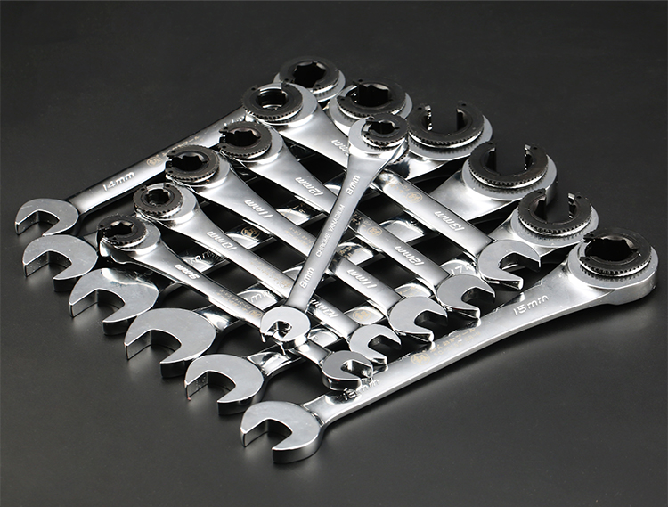 釼 活动头棘轮扳手开口梅花两用刺轮自动快速省力快板手汽修五金工具