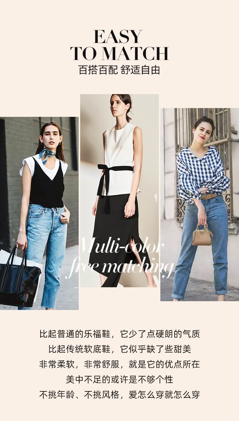 乐福鞋女真皮2022新款女鞋春秋季舒适软底豆豆鞋蝴蝶结平底单鞋米色