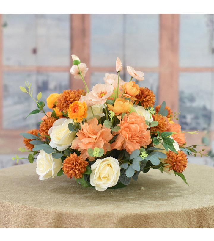 酒店大型餐桌台花大圆桌中间摆件饭店圆桌餐桌花摆花假花客厅酒店餐厅