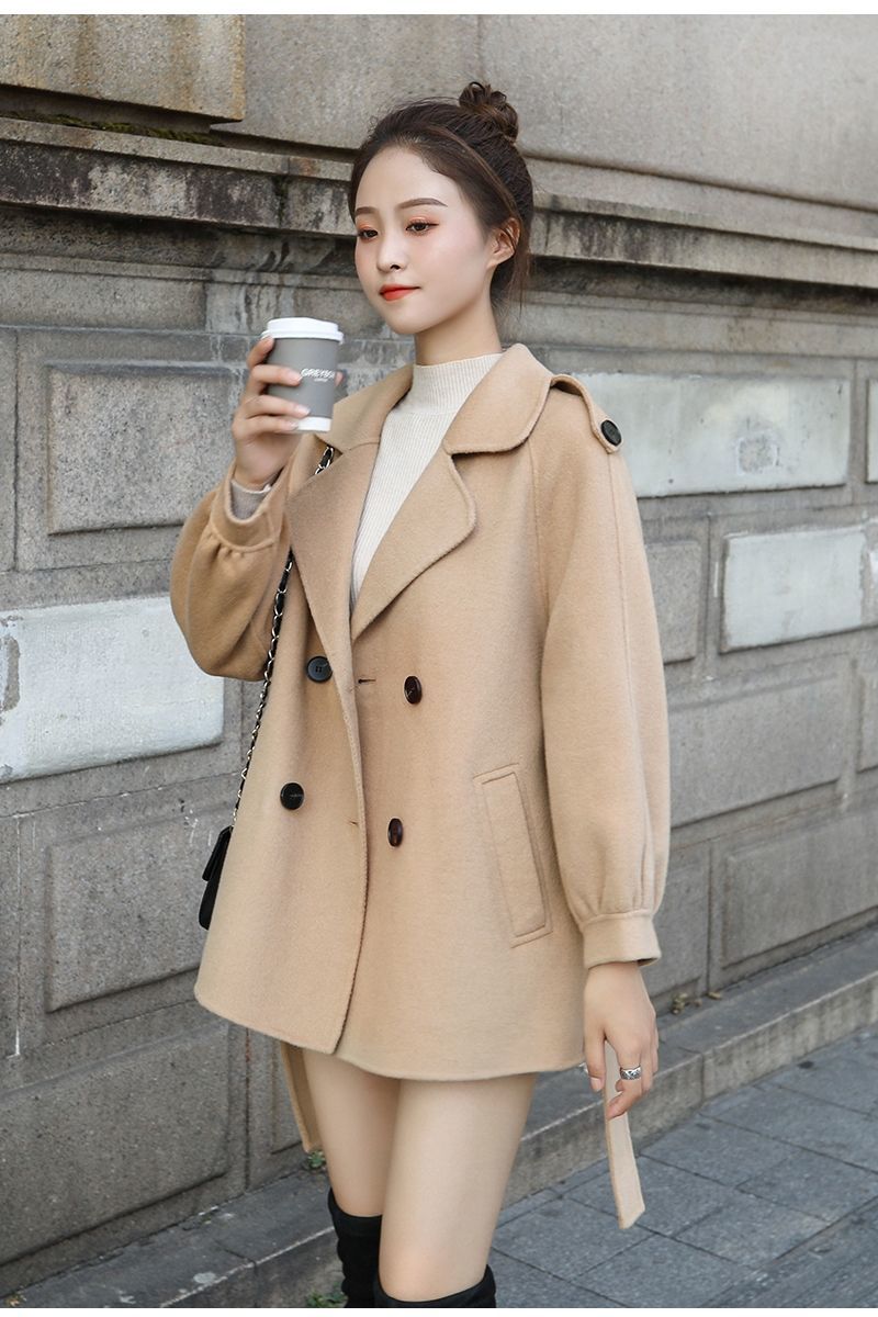 高品质秋冬毛呢大衣女2021小个子毛呢外套女秋冬韩版新款有口袋呢子中