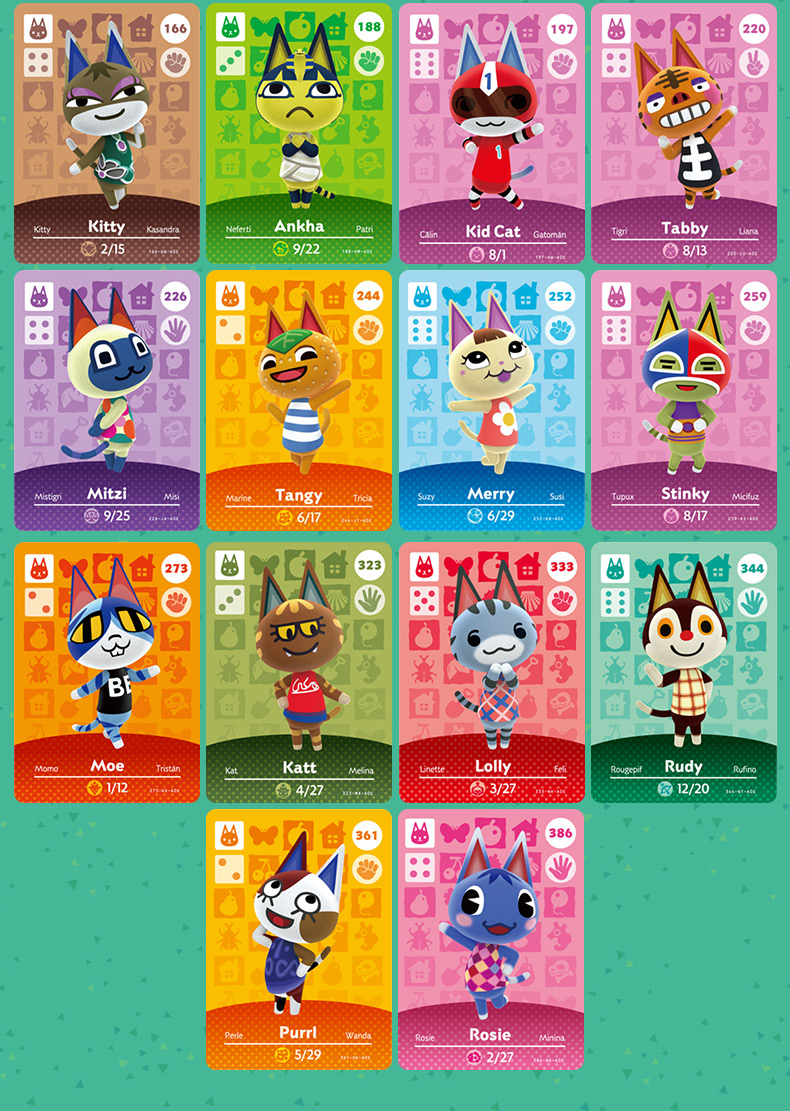 动物森友会游戏卡amiibo单卡片动物森友会集合啦22只猫村民卡197阿一