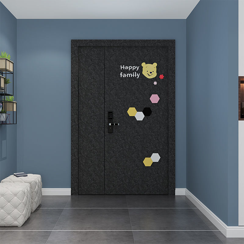 北欧毛毡门贴自粘防盗门入户门创意装饰贴纸旧木铁门翻新隔音改造浅