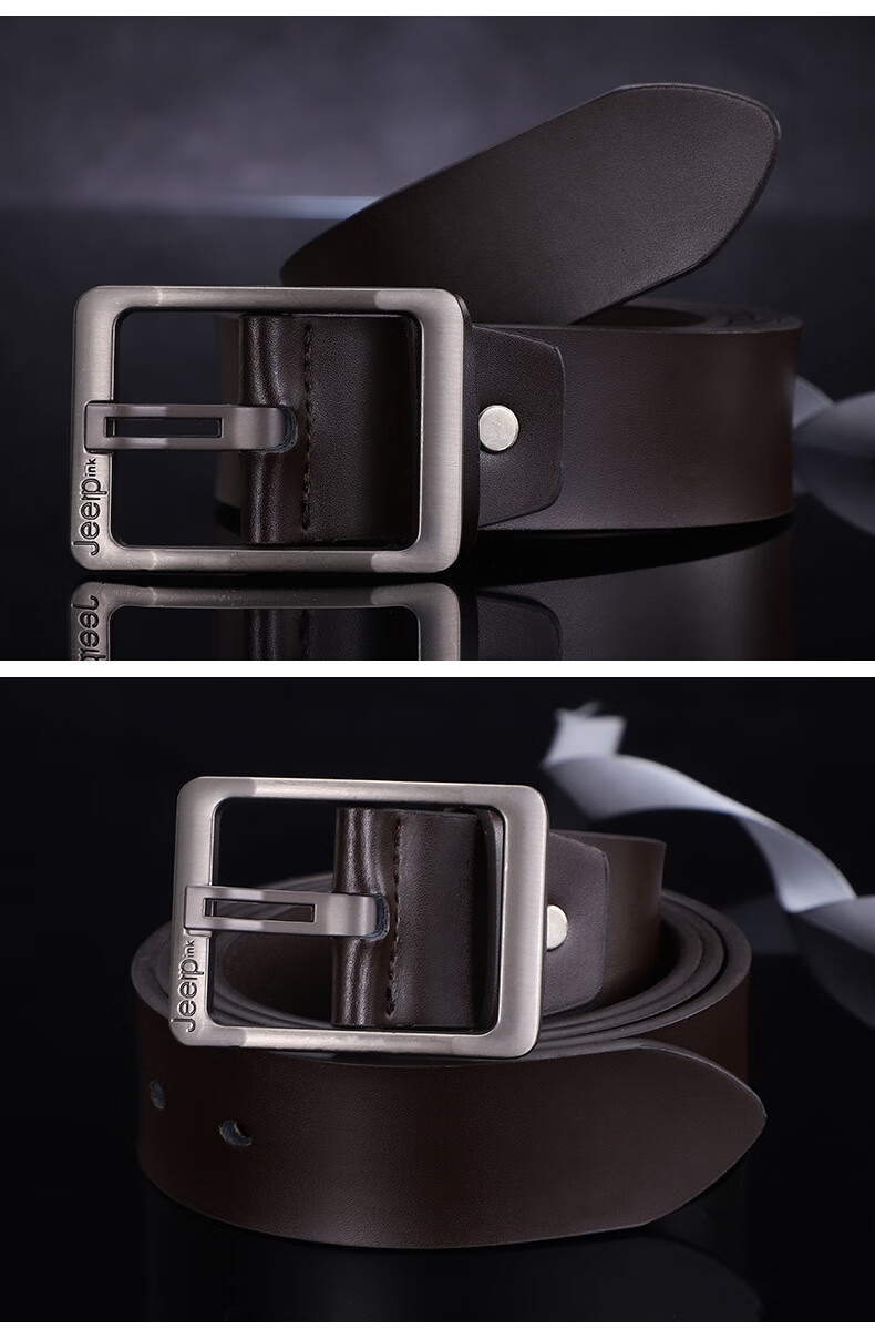 男士针扣真皮皮带休闲百搭二层牛皮腰带黑色120cm