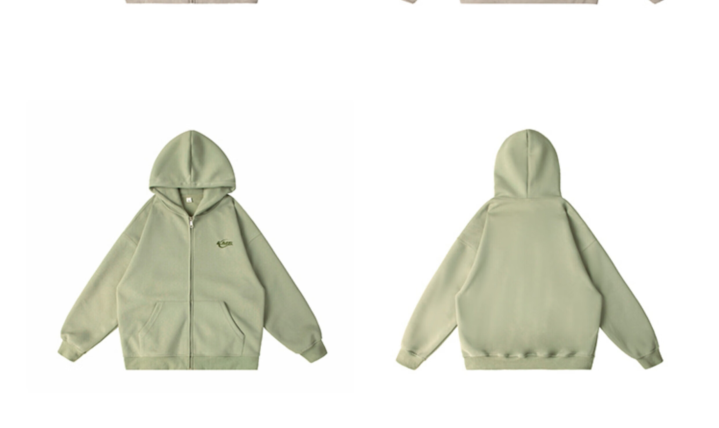 LEMANISM Men's Zip-Up Hoodie Jacket, Heavyweight Zipper Hooded Top, Loose-Fitting Couple's Autumn Sportswear, Trendy Brand, Light Gray, Size S 32