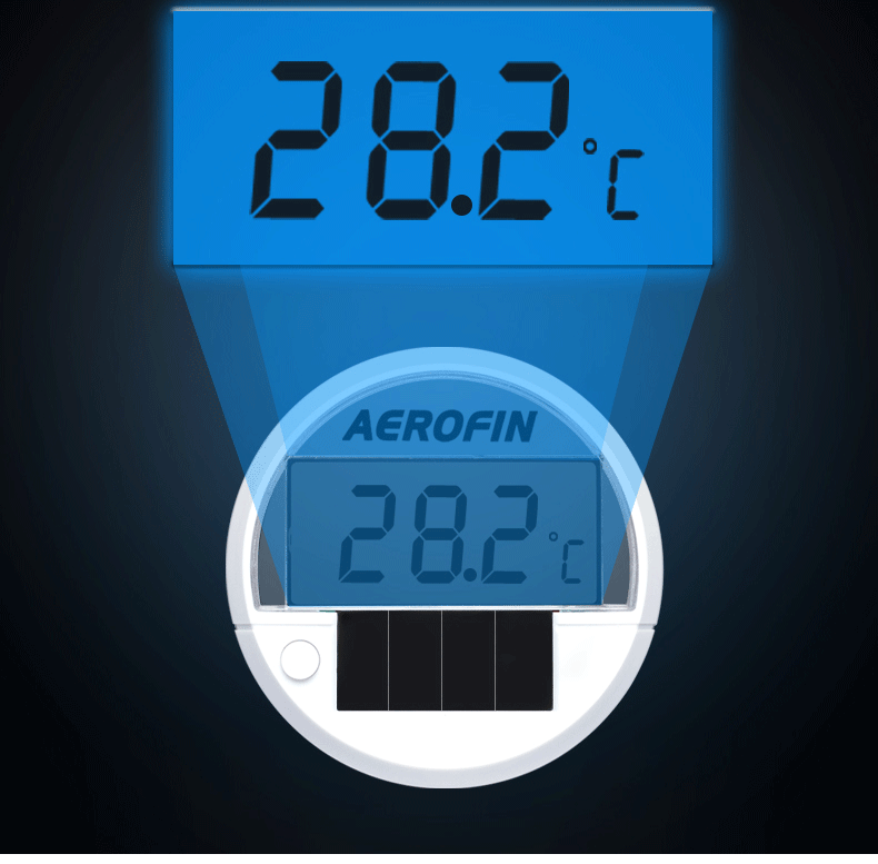 hkna法国鱼缸温度计水族专用高精度光能贴片透屏led数字显示光感应