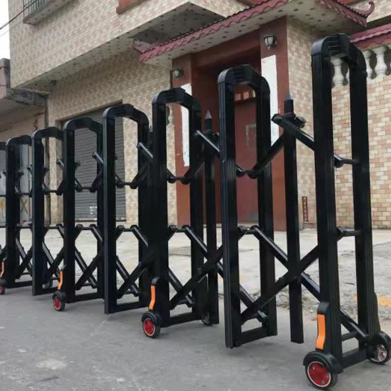 不锈钢伸缩门手动推拉路障高速隔离围栏幼儿园简易平移折叠收缩门6铝