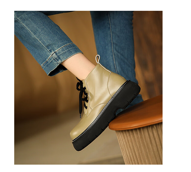 芬途(fentu) 牛油果~英伦小皮鞋女2022年新款绿色复古皮质单鞋百搭