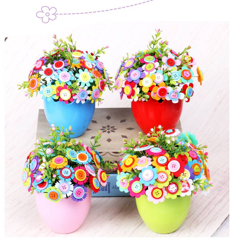 纽扣花束幼儿园妇女节纽扣花手工制作diy花朵材料包粘贴扣子画带妈妈