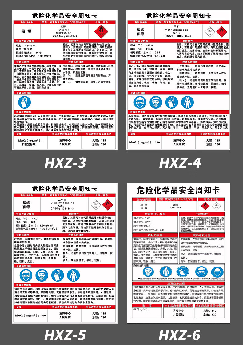 危險化學品安全周知卡危化品物質危害告知卡鹽酸 硫酸 硝酸 液鹼 液氮