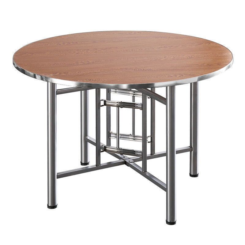 大圆桌圆桌面折叠桌架可带玻璃转盘餐桌食堂饭桌乡村家用酒店桌子深