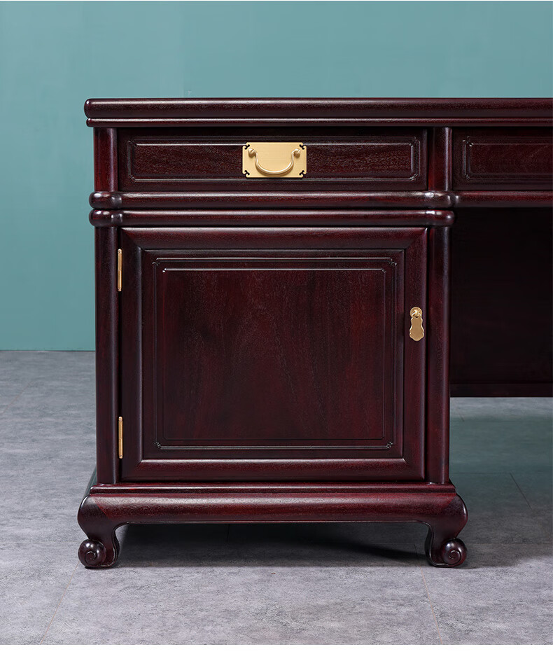 贡艺名居血檀学名染料紫檀办公桌椅组合中式办公室实木老板书桌大班台