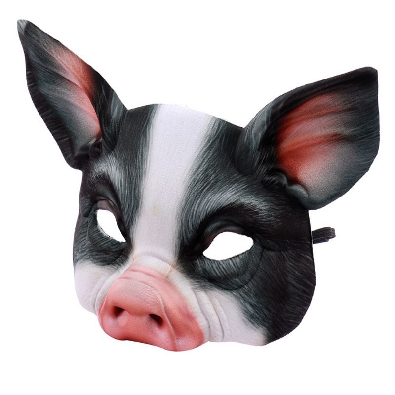 迎新必备mardigras万圣节派对化装舞会eva半脸动物小猪面具表演动物面