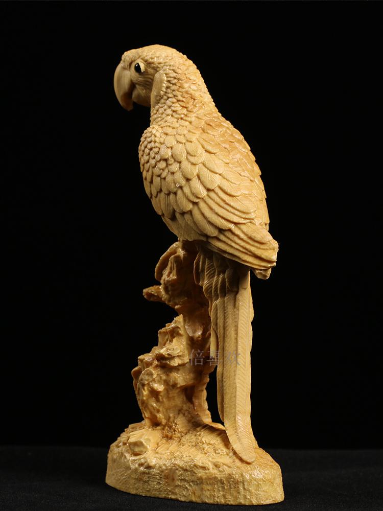 倍喜欢鹦鹉木雕摆件乐清小叶黄杨木雕实木居家办公饰品小动物工艺摆件