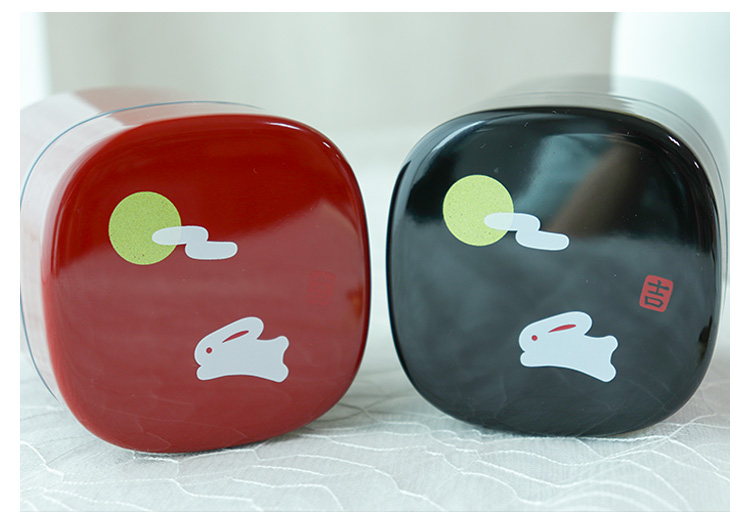 日本进口hakoya黑红月兔密封茶叶罐茶叶筒储物罐咖啡罐 黑色月兔茶叶