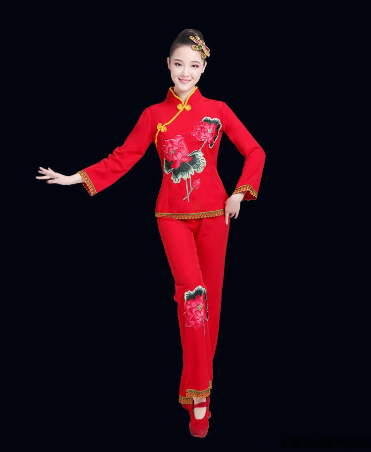 跳舞衣服女套装冬季2021新广场舞秧歌服装成人女民族舞蹈腰鼓服演出服