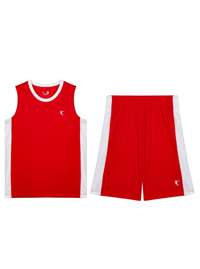 男透气速干无袖上衣短裤比赛训练运动球衣篮球运动服 番茄红/乔丹白 s