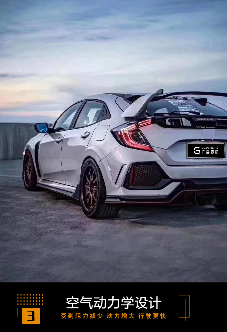 前杠适用于十代思域改装大包围前脸tr前杠后杠中网侧裙尾翼typer套件