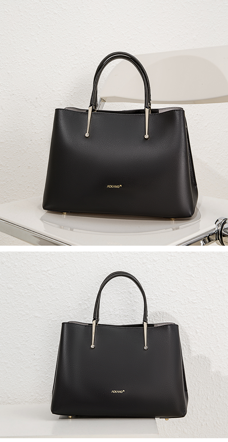 奥康女包年新款牛皮铂金包时尚手提包大容量单肩斜跨手挽包红色