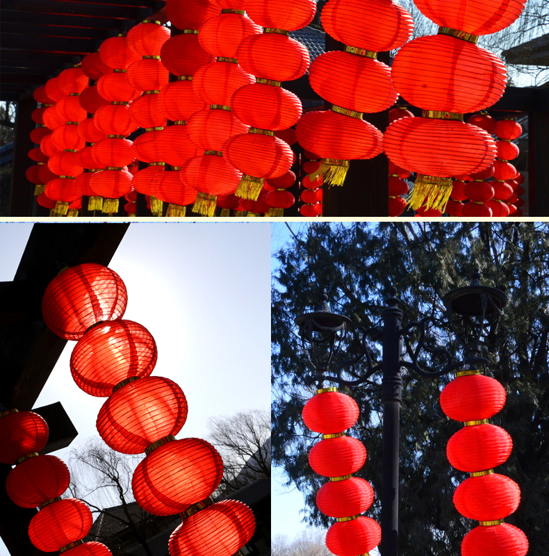 新年春节门大红五串灯笼圆形户外防水串装饰定做广告连串灯笼定做文茂
