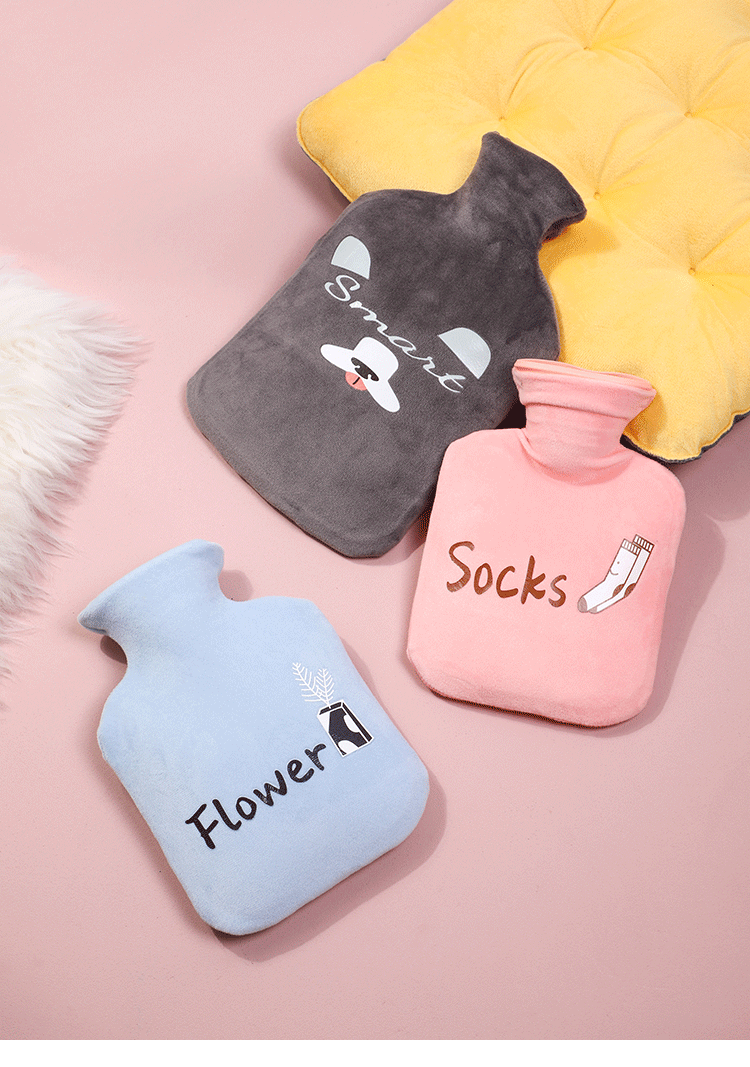 现货速发热水袋注水女大号绒面热敷暖肚子暖手袋学生宿舍可拆洗防爆