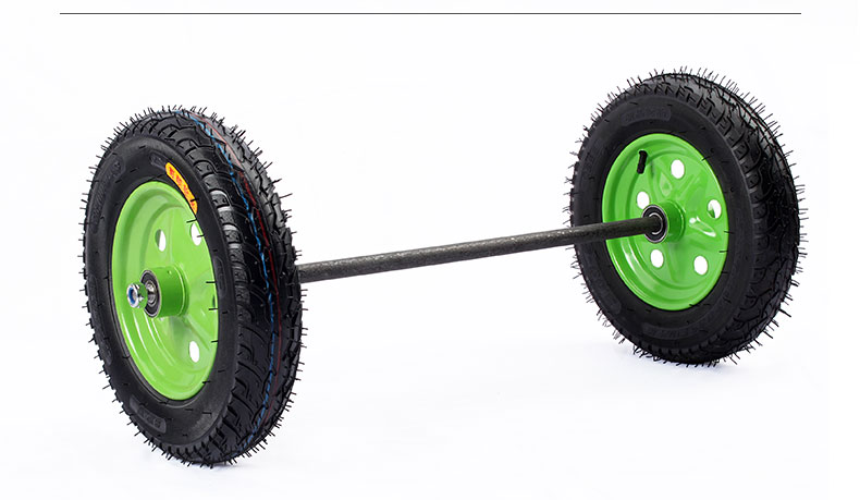 10寸加厚橡胶充气轮子老虎车带轴轮子手推车轮总成长轴加轴充气轮s88