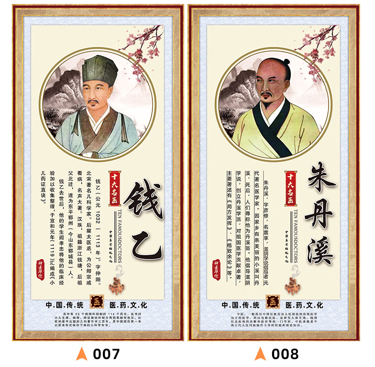 中国古代十大名中医挂图画像华佗扁鹊李时珍张仲景宣传海报010实木