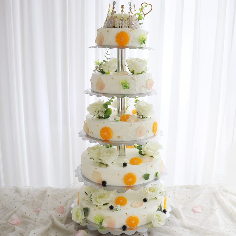 2020新款网红多层铝合金支架婚礼祝寿水果蛋糕模型橱窗摆设样品西瓜红