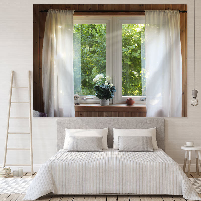 唯美实景窗户挂布房间装饰挂毯直播拍照道具宿舍改造遮脏布背景布