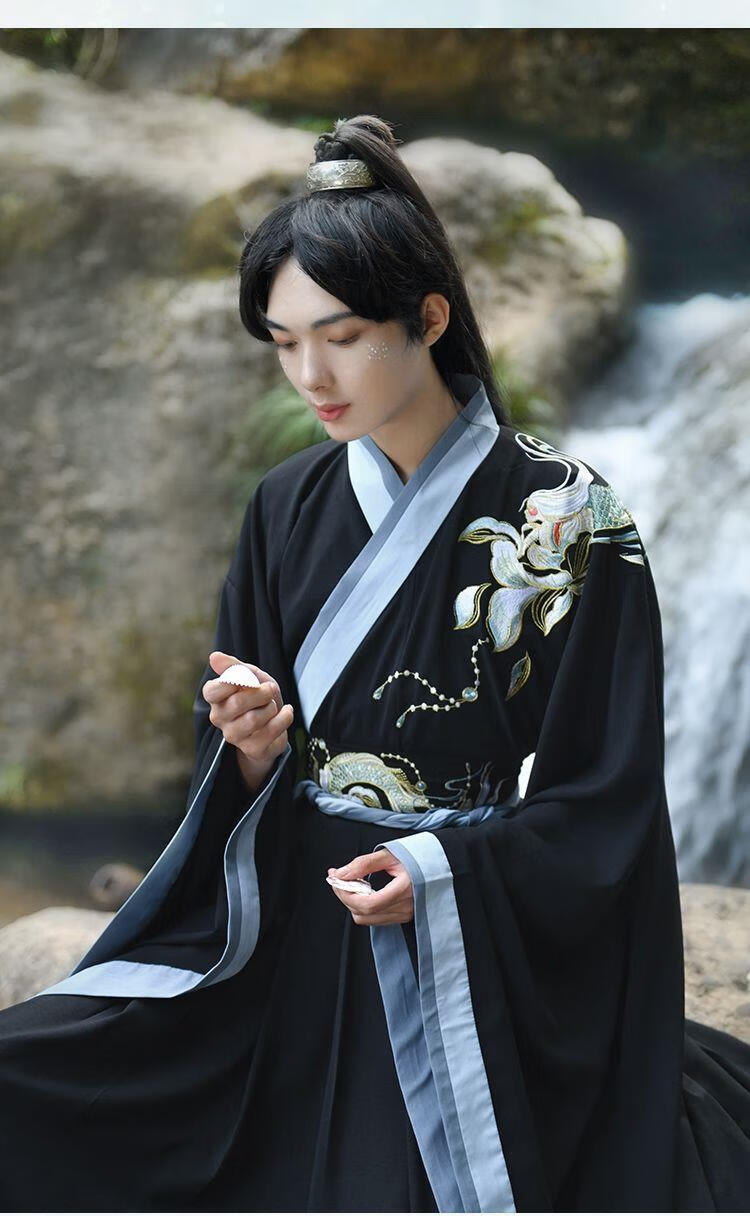 鲛人闺蜜汉服女学生古风男装衣服中国风情侣日常交领广袖齐腰襦裙