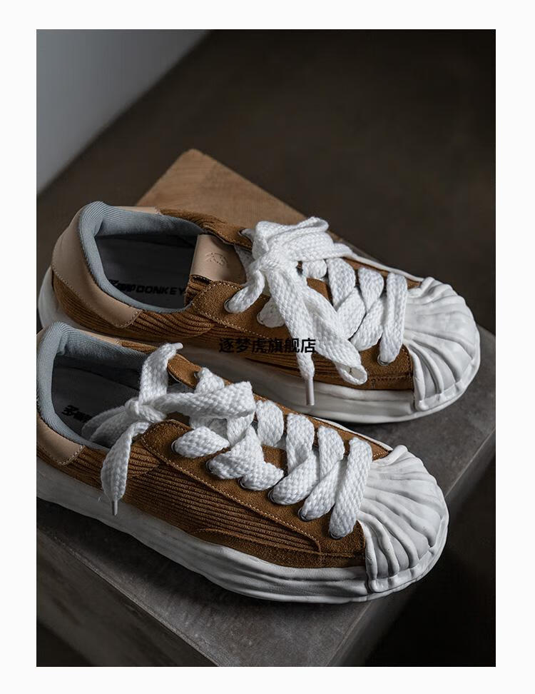 2022新款多嘴驴donkey鞋子男休闲百搭小众厚底溶解鞋系带板鞋男绿色